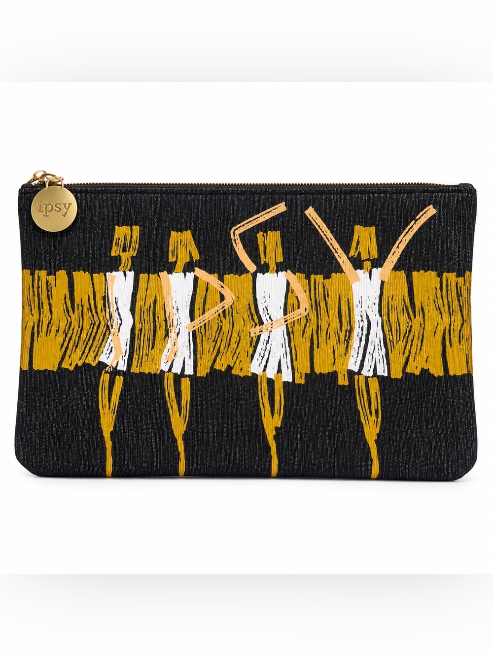 Ipsy Artistic Fashion Illustration Makeup Bag Cosmetic Pouch Black Gold